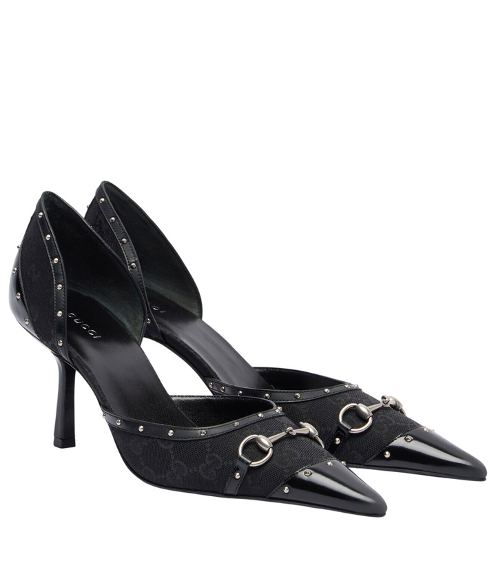 Photo: Gucci Savoy Horsebit GG canvas pumps