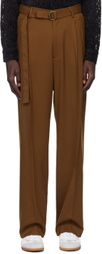 CMMN SWDN Brown Omari Double Pleated Trousers