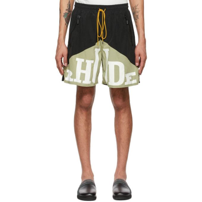 Photo: Rhude Black and Green Yachting Shorts