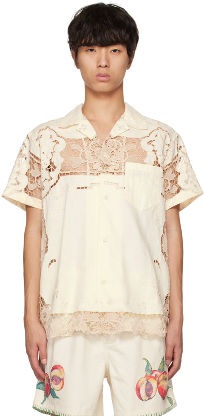Photo: Bode Off-White One Of A Kind Cutwork Shirt