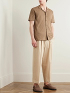 Sunspel - Riviera Camp-Collar Honeycomb-Knit Cotton Shirt - Brown