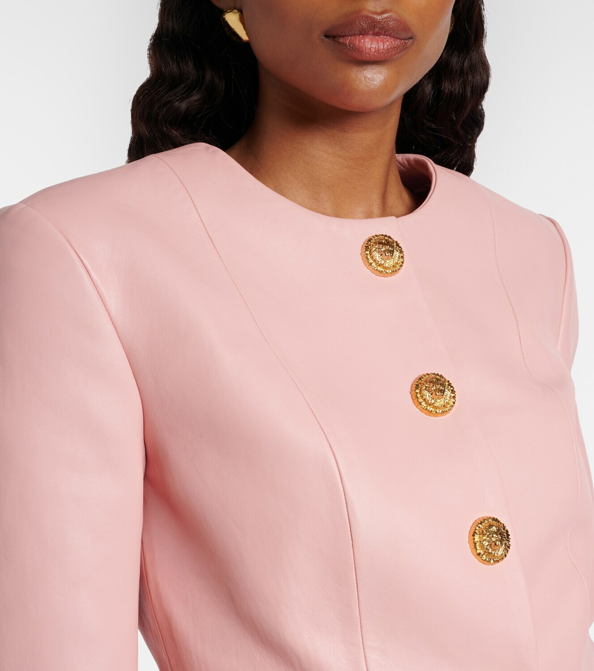 Balmain Cropped leather jacket