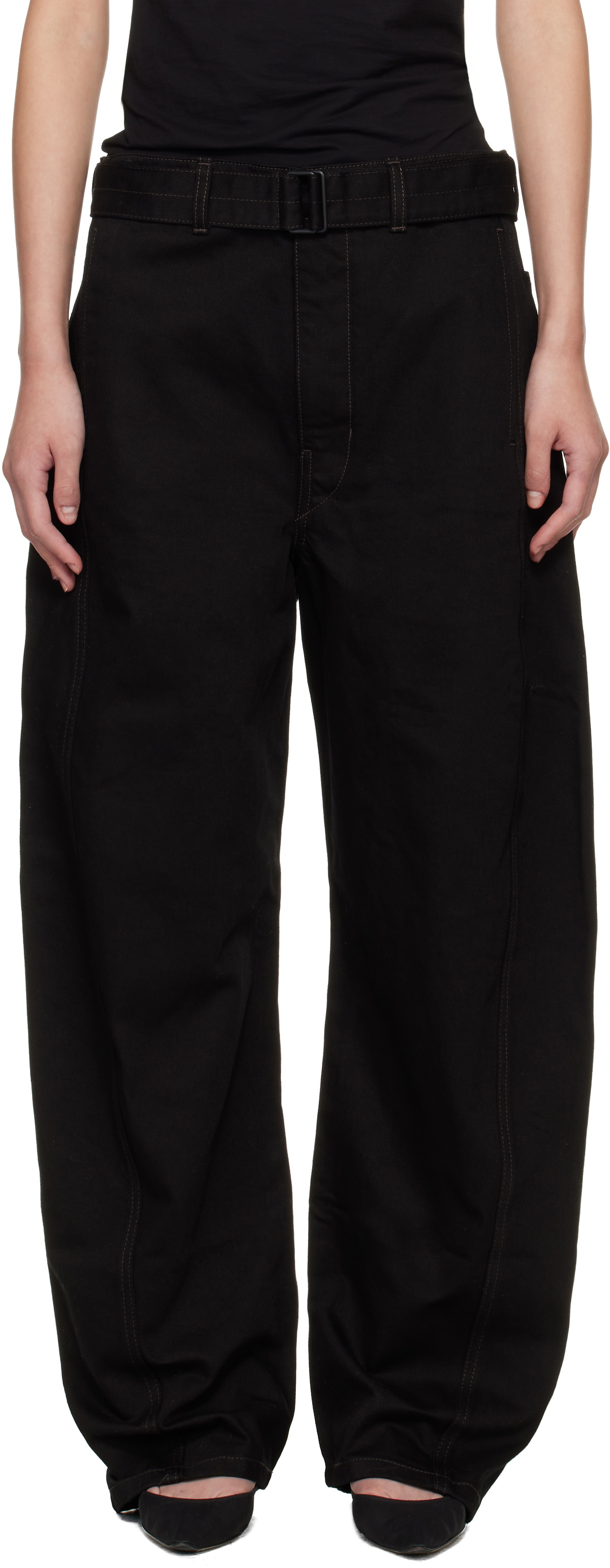 LEMAIRE Black Twisted Belted Jeans