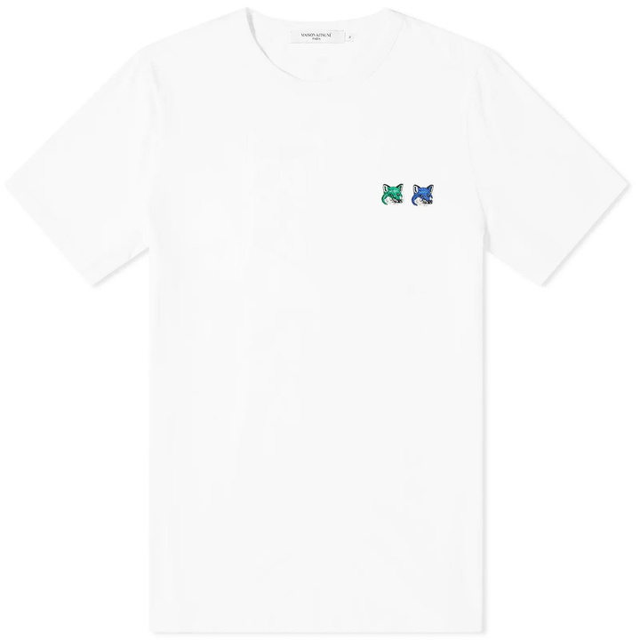 Photo: Maison Kitsuné Men's Double Monochrome Fox Head Patch Classic T-Shirt in White