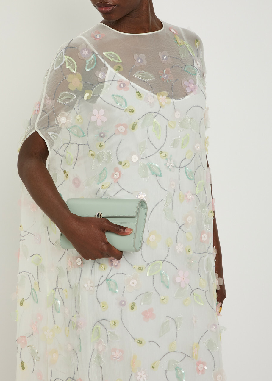 Bernadette Elenore Floral-appliquéd Chiffon Maxi Dress White