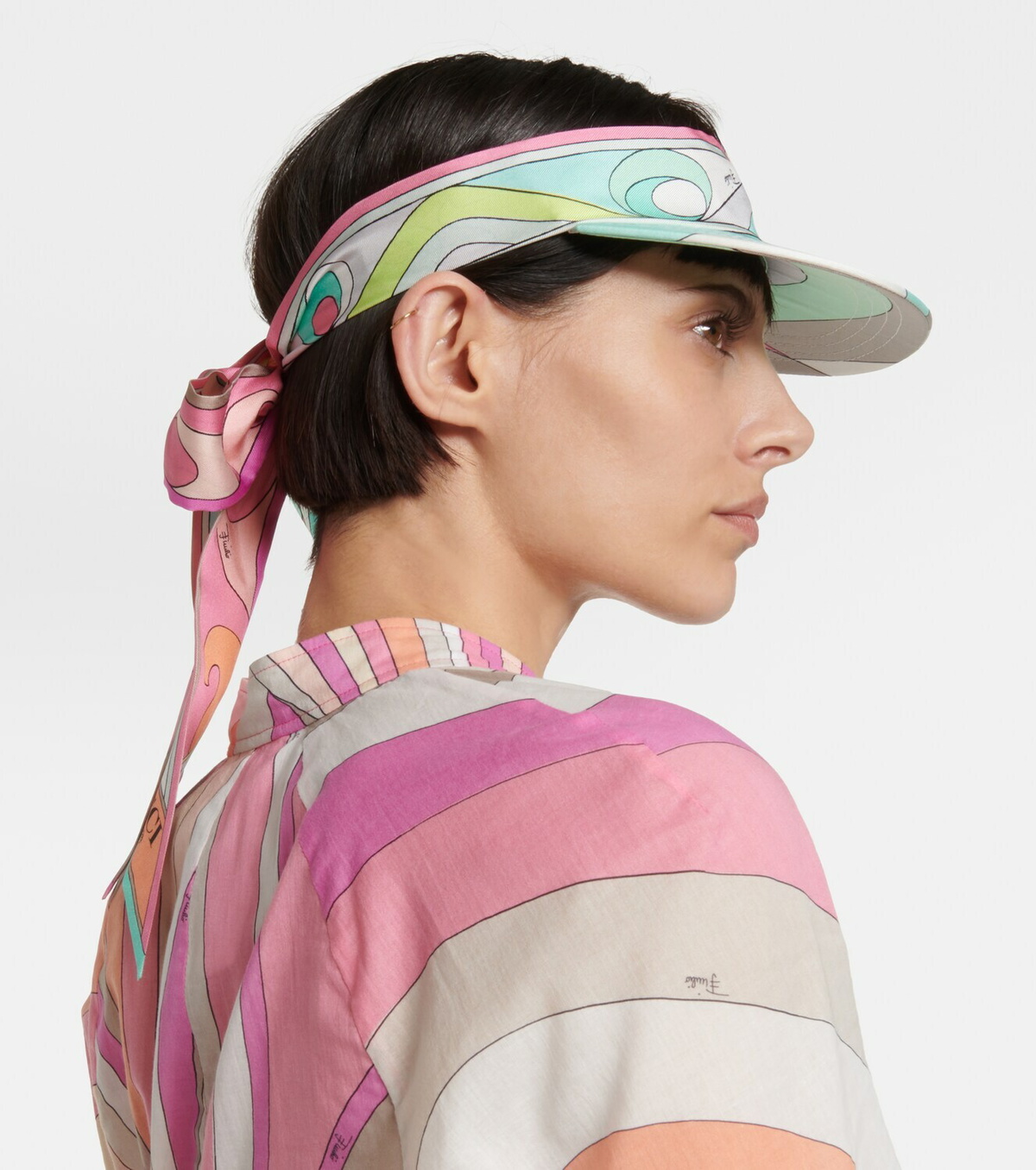 PUCCI abstract-pattern silk visor hat - Blue