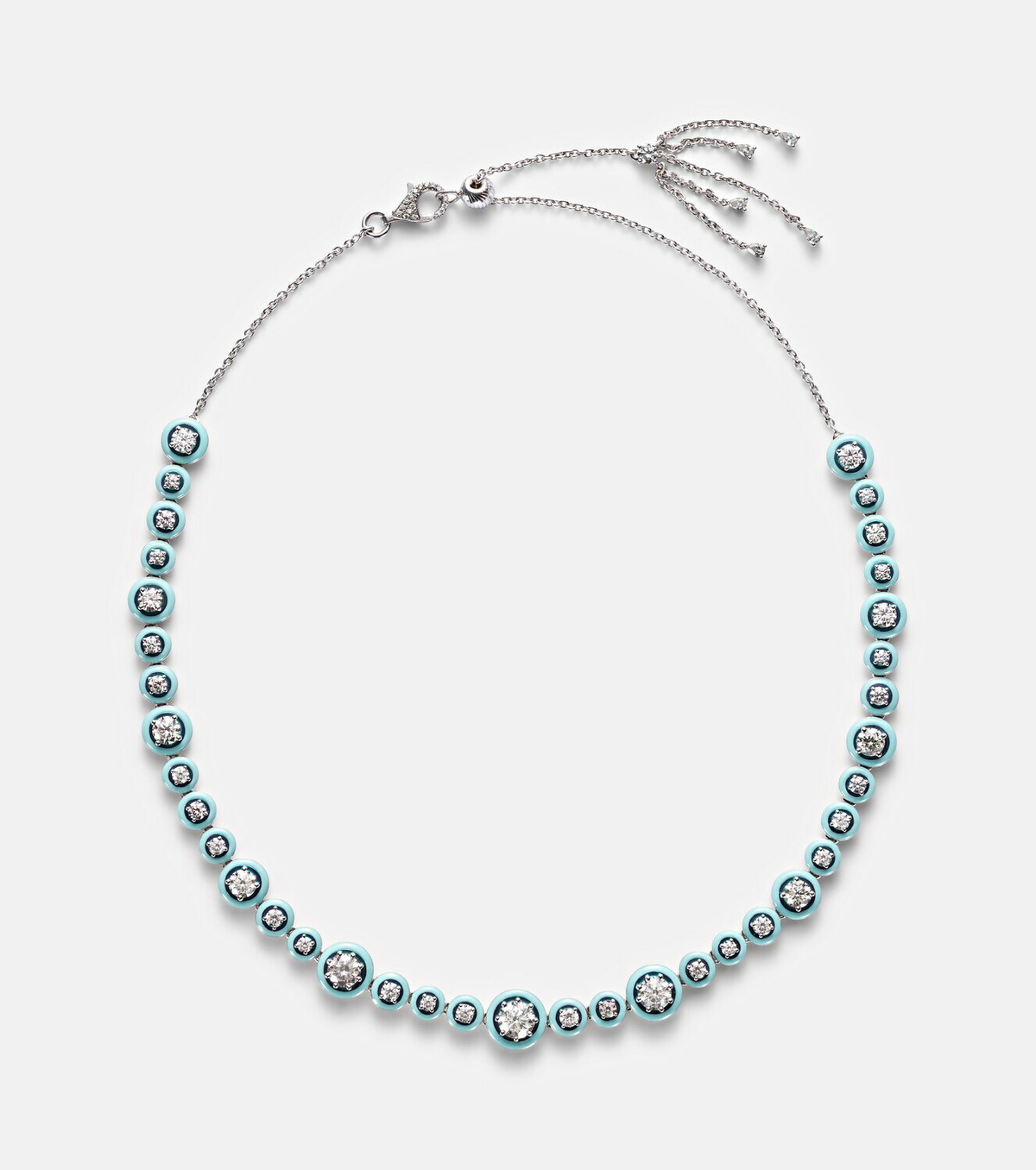 Kamyen Polka Dots 18kt white gold and enamel necklace with diamonds