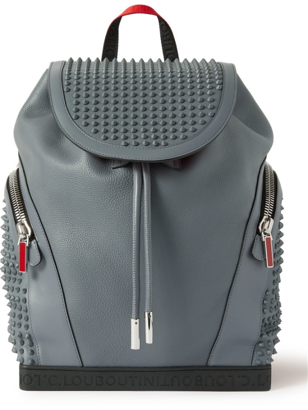 Photo: Christian Louboutin - Explorafunk Spiked Rubber-Trimmed Full-Grain Leather Backpack