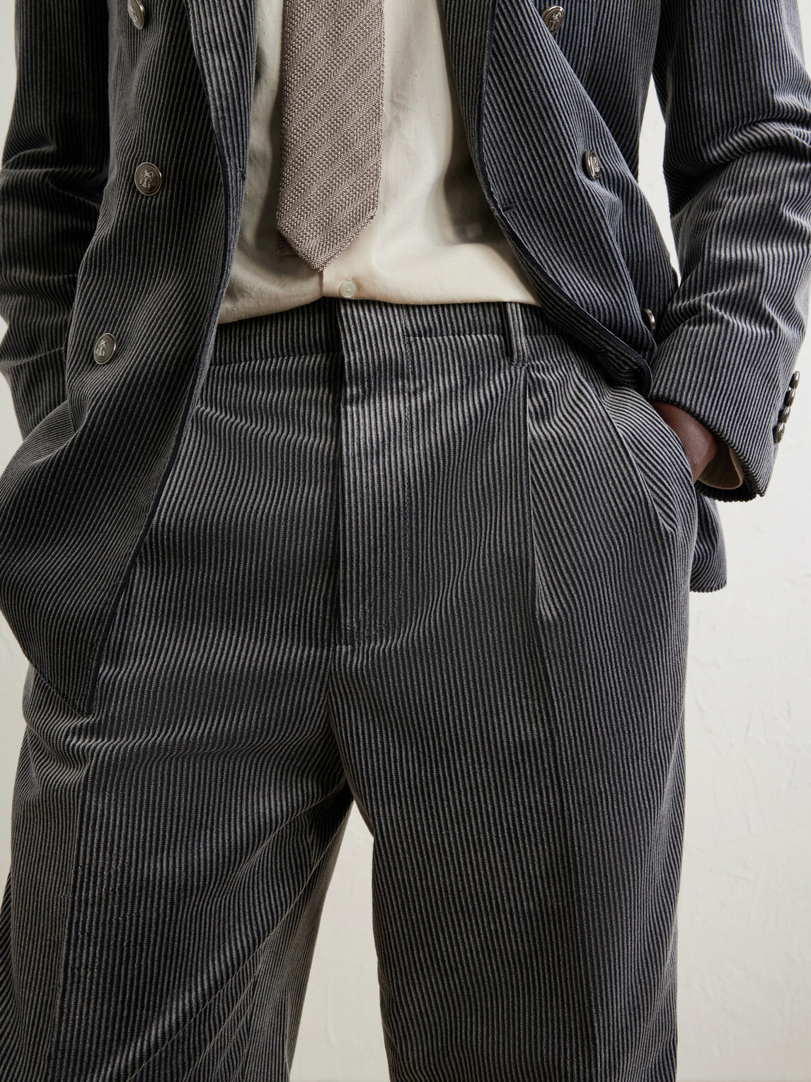 Brunello Cucinelli - Straight-Leg Cotton-Corduroy Suit Trousers - Gray