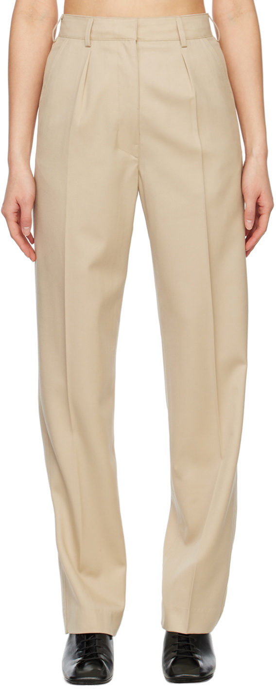 Arch The Beige Simple Line Trousers