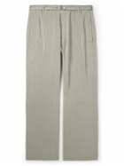 LEMAIRE - Straight-Leg Belted Silk-Blend Trousers - Gray