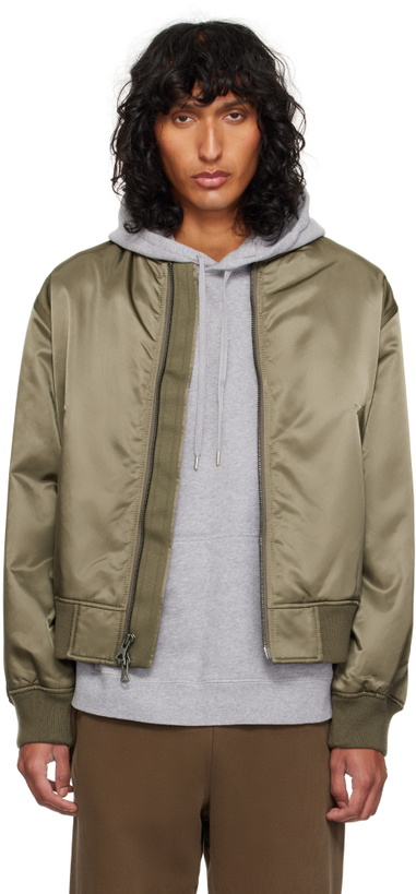 Photo: Reigning Champ Khaki Nylon Twill Crew Bomber Jacket