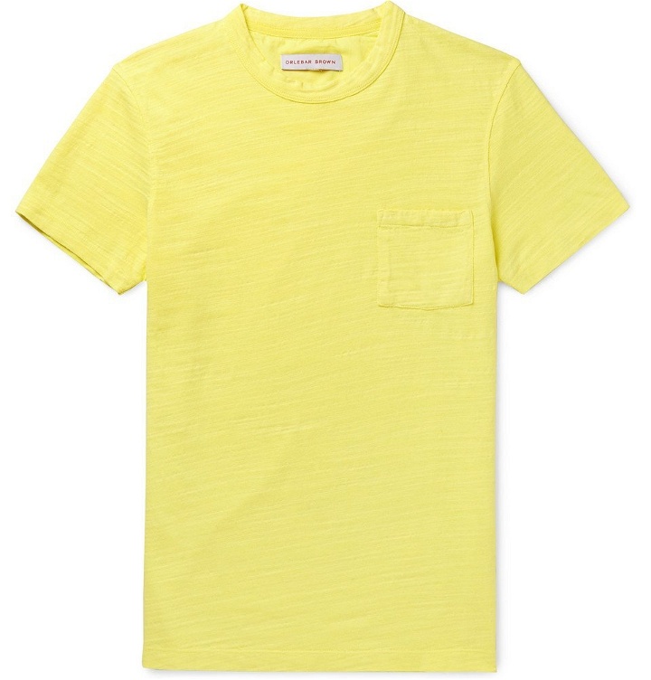 Photo: Orlebar Brown - Sammy II Garment-Dyed Slub Cotton-Jersey T-Shirt - Yellow