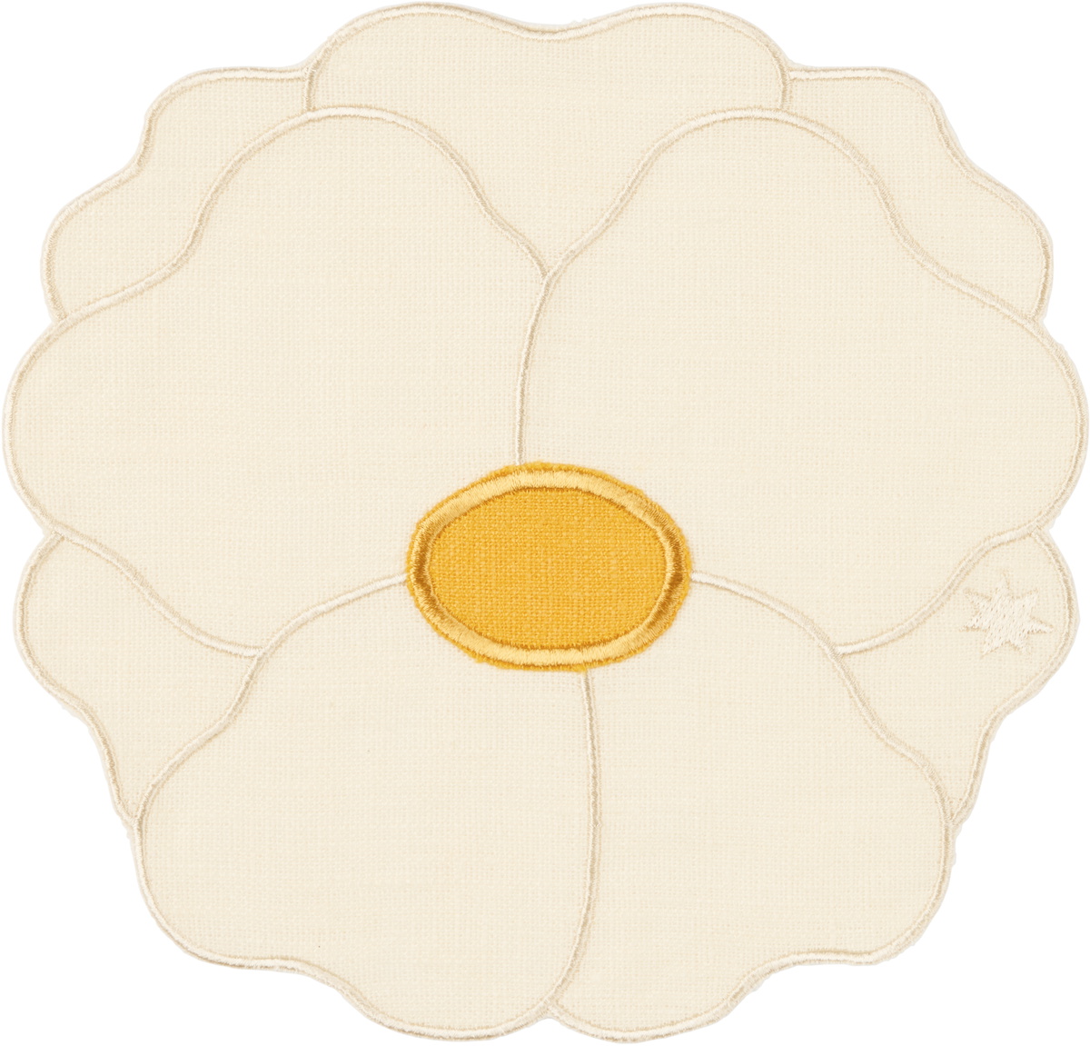Maison Balzac Off-White & Yellow Wild Rose Napkin Set, 4 pcs
