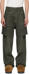 Andersson Bell Khaki Raptor Layered Wide-Leg Jeans