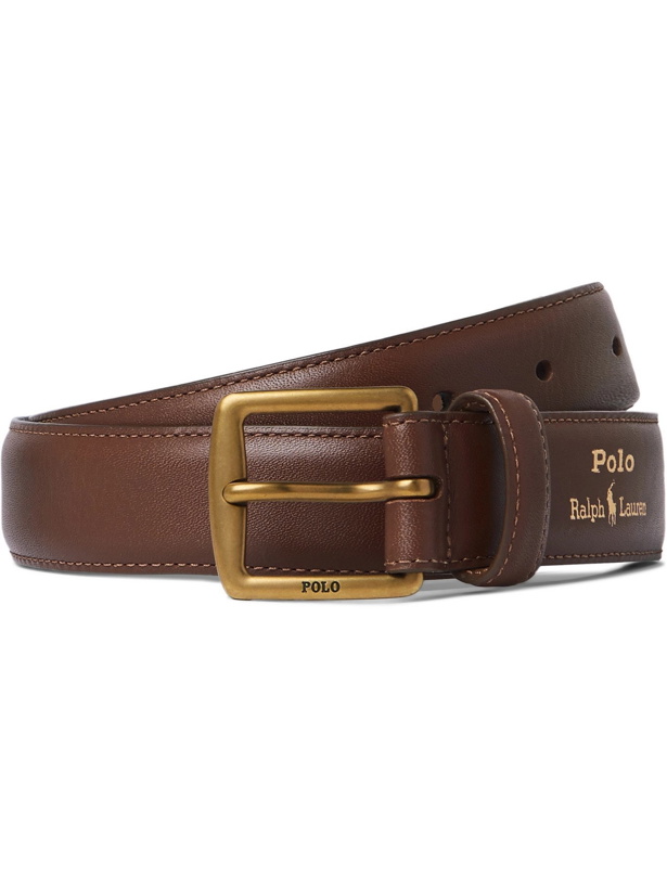 Photo: POLO RALPH LAUREN - Logo-Debossed Leather Belt - Brown