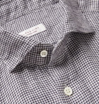 Incotex - Grey Slim-Fit Puppytooth Brushed-Linen Shirt - Gray