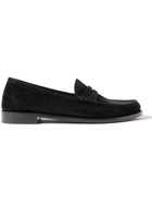 SAINT LAURENT - Suede Penny Loafers - Black - EU 39