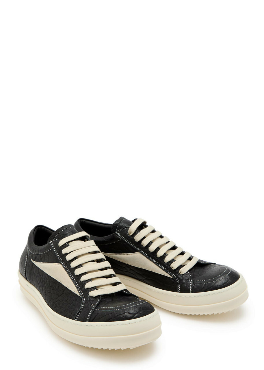 Rick Owens Vintage Panelled Grained Leather Sneakers Black