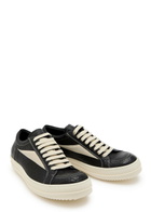 Rick Owens Vintage Panelled Grained Leather Sneakers Black