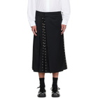 Simone Rocha Black Tailored Grommet Ring Clip Kilt Skirt