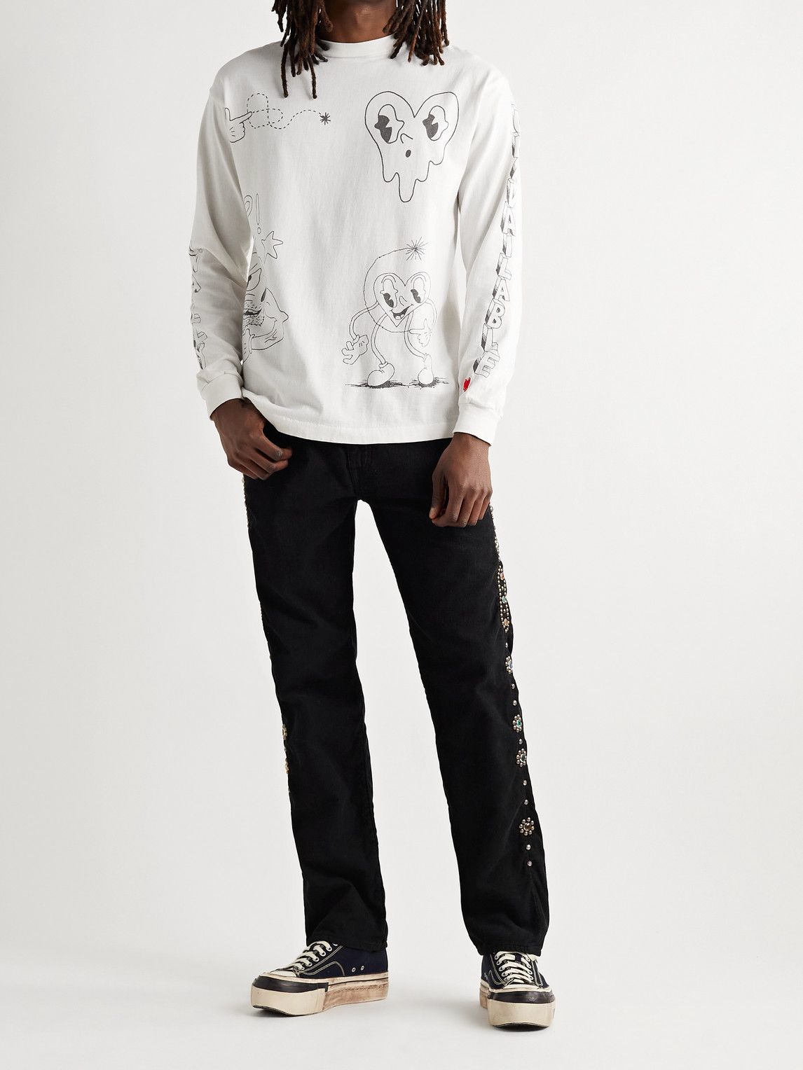 KAPITAL - Straight-Leg Embellished Cotton-Blend Corduroy Trousers