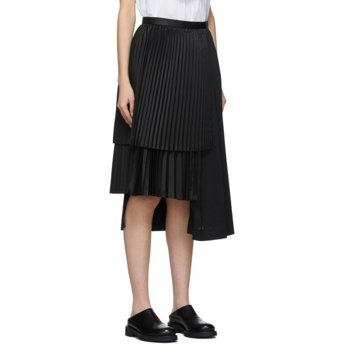 Noir Kei Ninomiya Black Layered Pleated Skirt