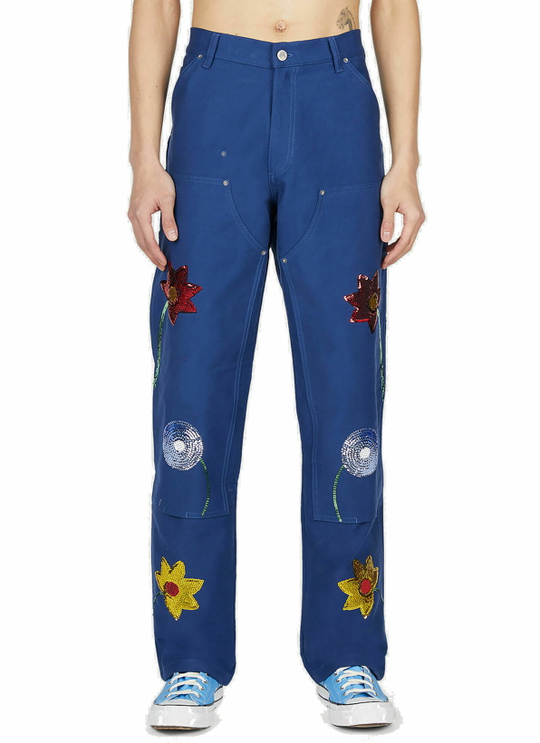Photo: Sky High Farm Workwear - Embroidered Cargo Pants in Dark Blue