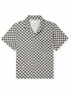 ERL - Camp-Collar Checked Cotton and Linen-Blend Shirt - Gray