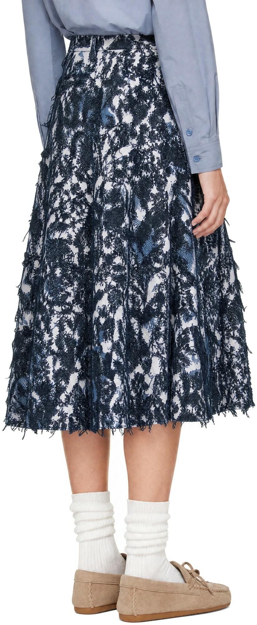 Erdem Navy A-Line Midi Skirt