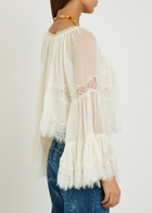 Loveshackfancy Darline Lace and Silk-chiffon top Ivory