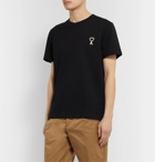 AMI - Logo-Embroidered Cotton-Jersey T-shirt - Black