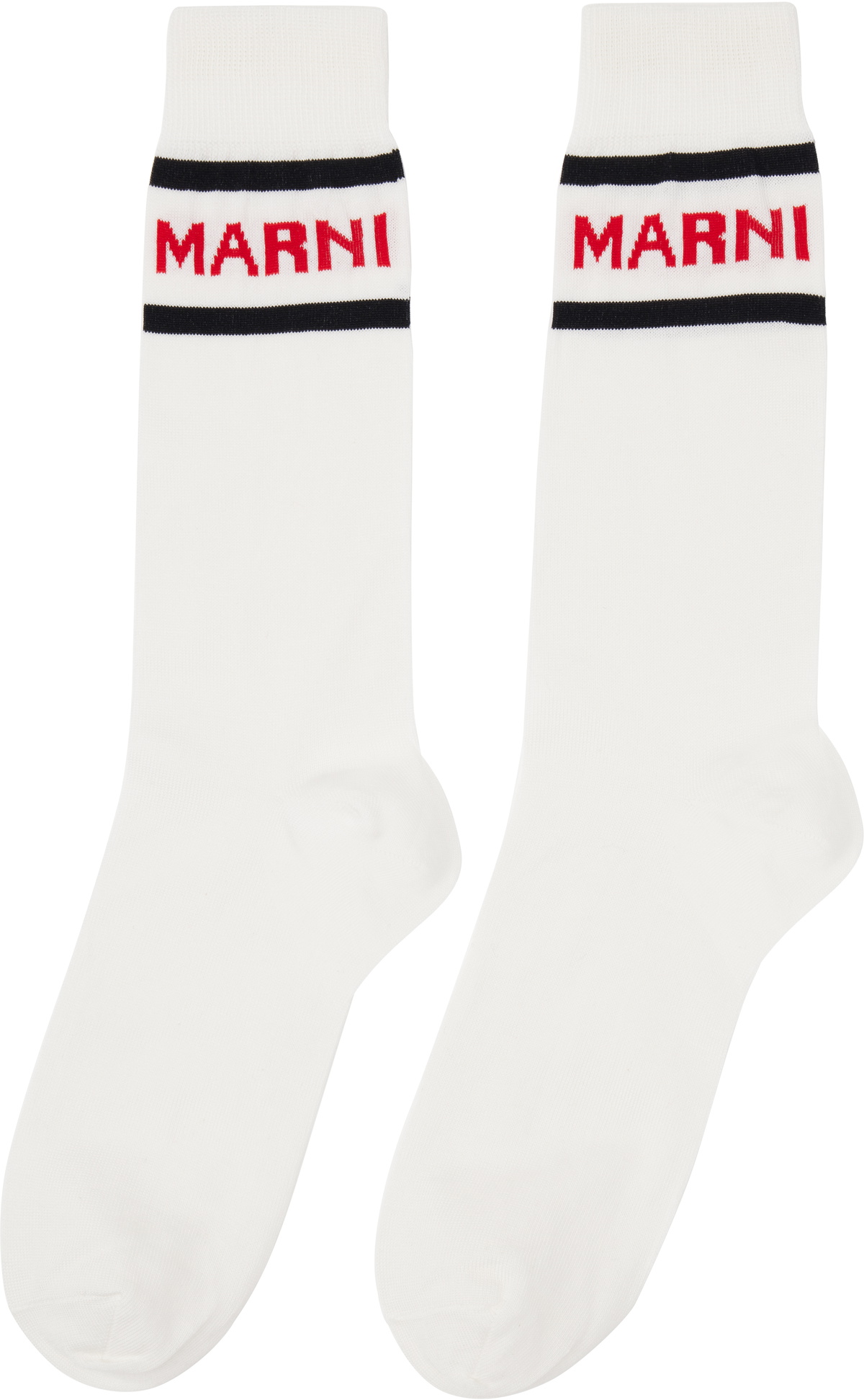 Marni White Logo Cuffs Socks
