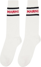Marni White Logo Cuffs Socks