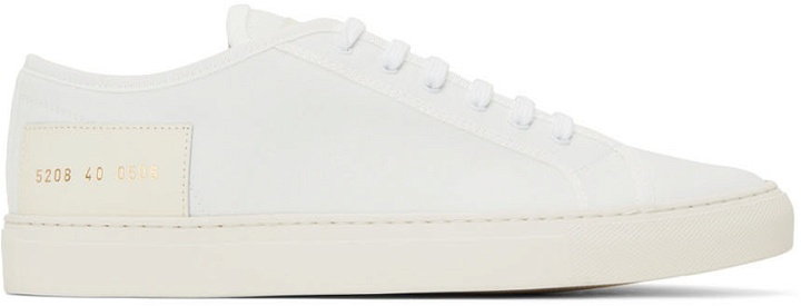 Photo: Common Projects White Recycled Nylon Tournament Low Sneakers