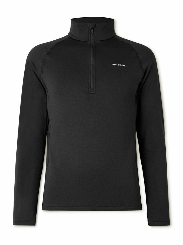 Photo: DISTRICT VISION - Slim-Fit Logo-Print Recycled Tech-Fleece Half-Zip Jacket - Black