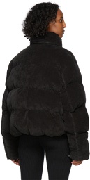 System Black Down Faux-Suede Puffer Jacket