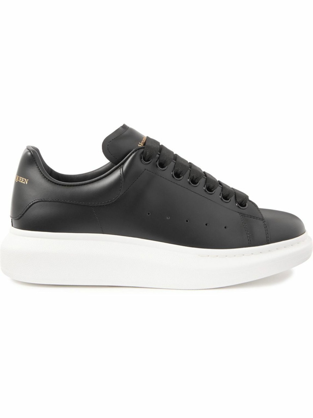 Photo: Alexander McQueen - Exaggerated-Sole Leather Sneakers - Black