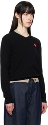 COMME des GARÇONS PLAY Black Red Heart V-Neck Sweater