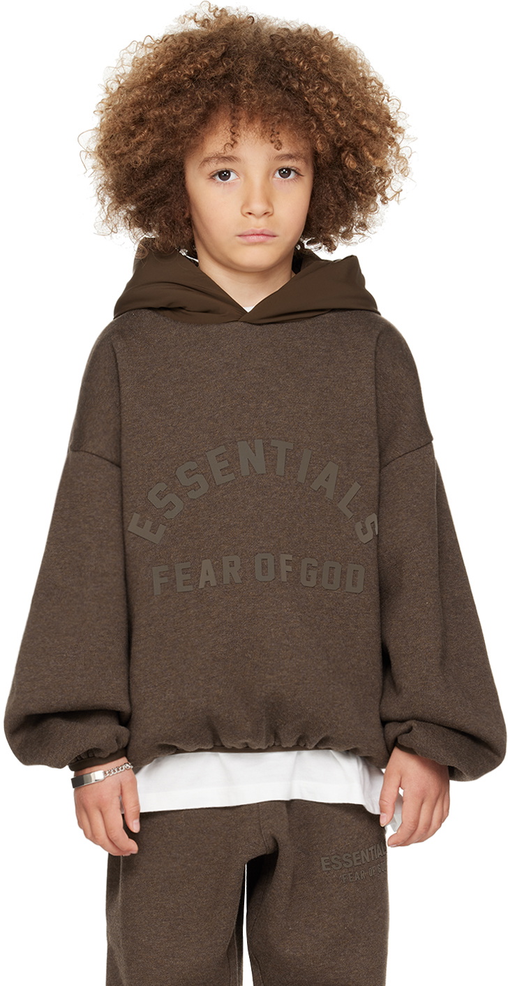 Fear of God ESSENTIALS Kids Brown Bonded Hoodie Fear Of God