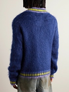 Marni - Striped Brushed Mohair-Blend Sweater - Blue