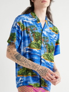 GUCCI - Camp-Collar Printed Voile Shirt - Blue