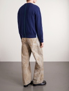 LOEWE - Logo-Embroidered Wool-Blend Cardigan - Blue