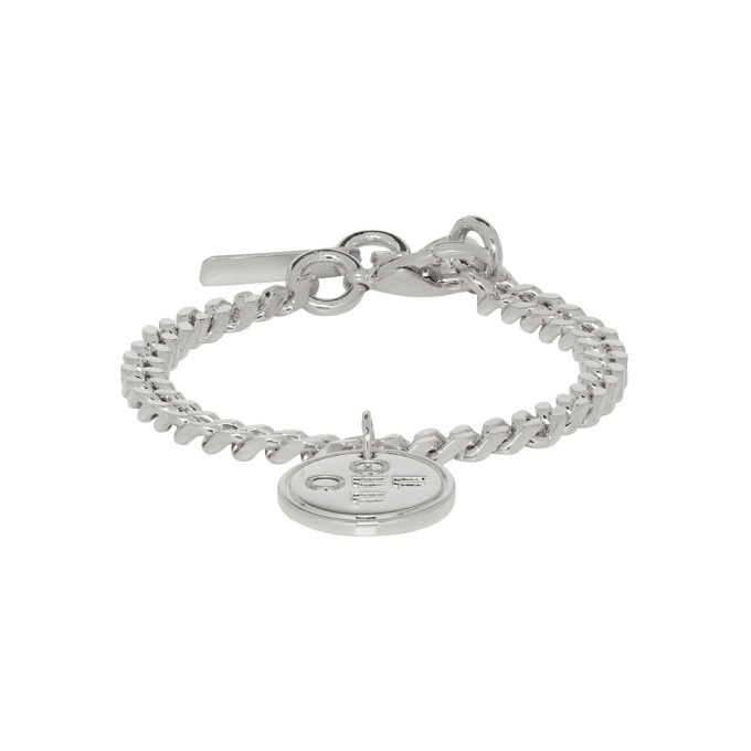 Photo: Off-White SSENSE Exclusive Silver Logo Cross Bracelet