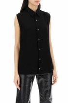 AMI ALEXANDRE MATIUSSI textured voile sleeveless shirt Black