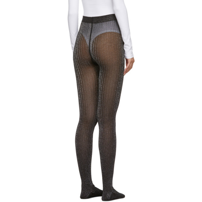 Marc Jacobs Black and Silver Ribbed Tights