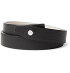 Valextra - Pebble-Grain Leather Wrap Bracelet - Men - Black