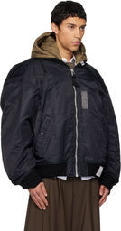 Maison MIHARA YASUHIRO Black Extended Placket Hood Flight Jacket
