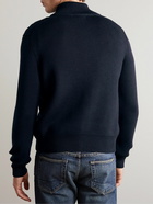 TOM FORD - Ribbed Wool and Silk-Blend Cardigan - Blue