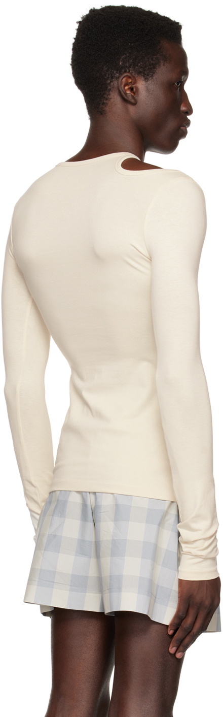 LOW CLASSIC Off-White Curve Hole Long Sleeve T-Shirt